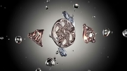 Abstract shapes water droplets with reflective surfaces creating a futuristic feel - Powered by Adobe