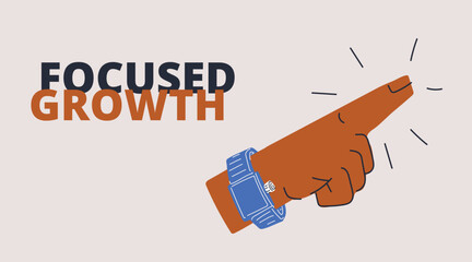 Cartoon vector illustration of a hand pointing forward with the index finger