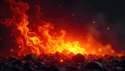A vibrant, intense flame casts a bright, warm light, illuminating the surrounding darkness  Perfect for concepts of energy, passion, and warmth  ,  intense,  combustion,  powerful