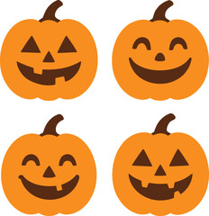 Halloween Pumpkin Faces Vector Set