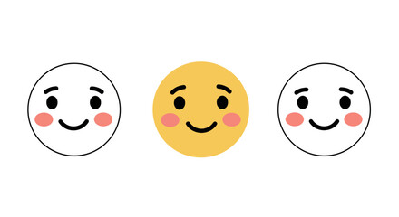 Simple emoji faces with smiling expressions and cheerful colors