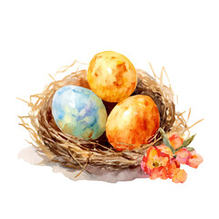 Watercolor vector illustration of Easter, isolated on white background.