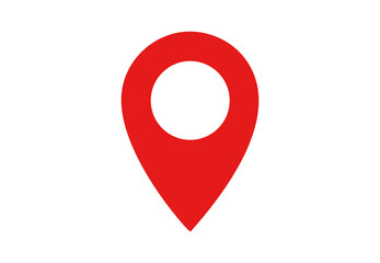 Red location pin icon &ndash; minimal map marker for GPS, navigation, travel, and place locator. Flat vector symbol for apps, address finding, and geolocation design