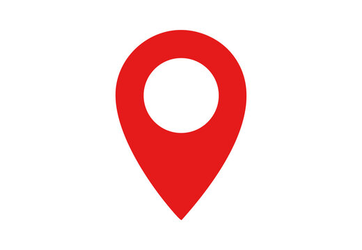 Red location pin icon &ndash; minimal map marker for GPS, navigation, travel, and place locator. Flat vector symbol for apps, address finding, and geolocation design