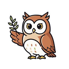 Owl holding leaf