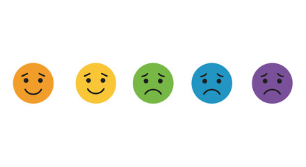 Colorful emotion faces set with different expressions on white background