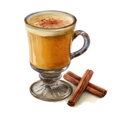 Hot Buttered Rum in watercolor style, vector illustration, isolated on white background.
