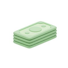 3D Render: Stack of Pastel Green Bills