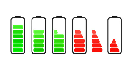Battery level icons: green to red charge indicators for mobile devices