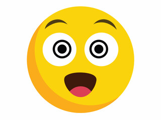 Surprised Yellow Emoji Face with Open Mouth and Wide Eyes