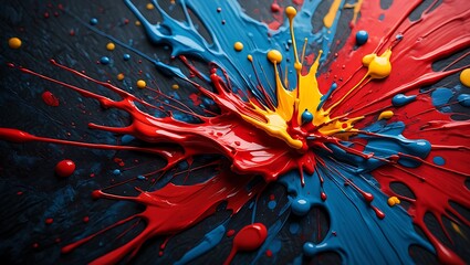 Vibrant explosion of colorful paint creates an abstract artistic masterpiece