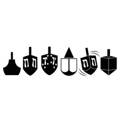 Vector art of collection of dreidel icons, traditional spinning top toy used during the hanukkah festival, vector illustration
