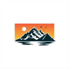 Mountain Landscape Silhouette for Outdoor adventure logo design