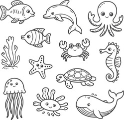 Ocean Life A Cute and Simple Collection of Marine Animals and Sea Creatures