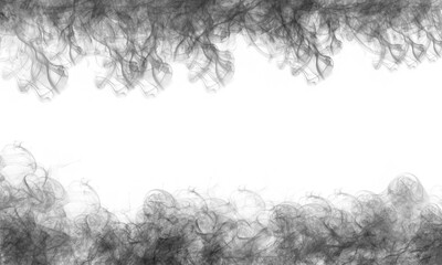 Black round smoke brush stroke abstract element isolated on transparent background