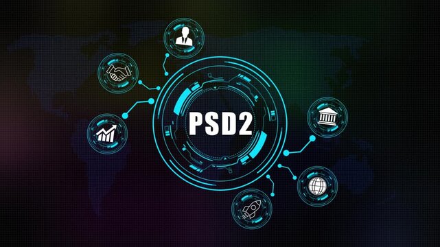 Futuristic Concept of psd2 with Digital Network and Global Connectivity on world map background .