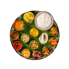 Authentic Indian Vegetarian Thali Meal Top View on a Transparent PNG Background