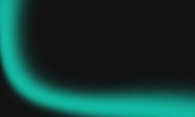 Abstract teal light glowing gradient on dark background with grainy texture effect