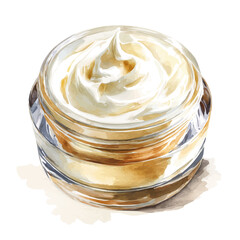 A watercolor painting of Face Cream, vector illustration on white background.