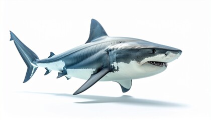 Naklejka premium Bull shark in full view on white studio background 