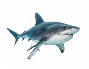 Bull shark in full view on white studio background	