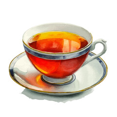A watercolor painting of Hot Tea, vector illustration on white background.