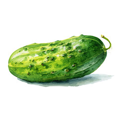 A watercolor painting of Cucumber, vector illustration on white background.