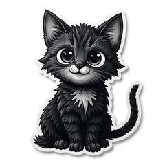 Obraz premium Cute Happy Kitty Cartoon Sticker