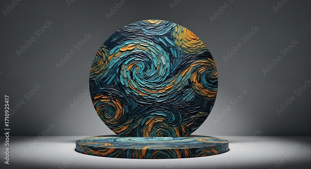 Aufkleber a mesmerizing 3d rendering of a sphere adorned with swirling patterns reminiscent of van goghs starr