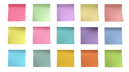 Fototapeta premium Multicolor Sticky Notes Collection on transparent background