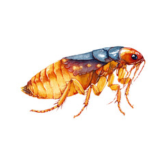 Flea in watercolor style, vector illustration, isolated on white background.