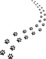 Path of Paw Prints with Rounded Pads, Vector Illustration of an Animal Trail on a White Background