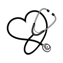 heart shape stethoscope vector on white background