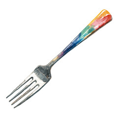 A watercolor painting of Fork, vector illustration on white background.