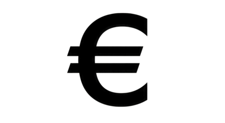 Euro Currency Symbol Outline Isolated euro symbol money isolated on a transparent background