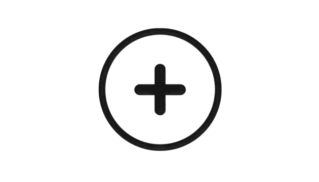 Simple Plus Sign Inside a Circle Icon symbol isolated on a transparent background