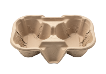 Disposable Drink Carrier on White Background, Recycled