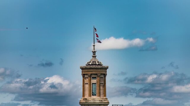 Nashville State Capitol Building With Flag TimeLapse