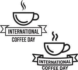 Coffee cup outline design with banner decoration for celebration posters cafe branding packaging logos and creative typography projects