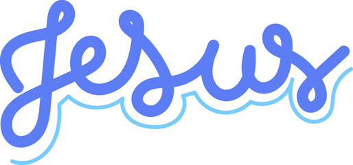 name of Jesus written he white background, calligraphic text symbol of Christians and Drawn vector illustration sketch