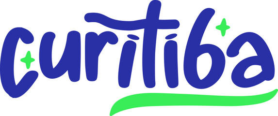 Cidade Curitiba lettering, vetor Brasil © Paula