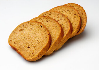 Freshly Sliced Whole Grain Bread on White Background