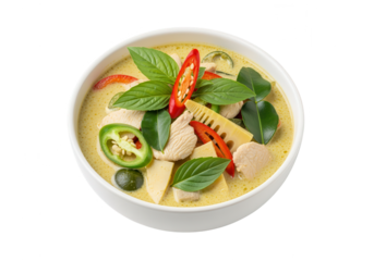 Thai Green Curry - Authentic Spicy Asian Cuisine on White Background
