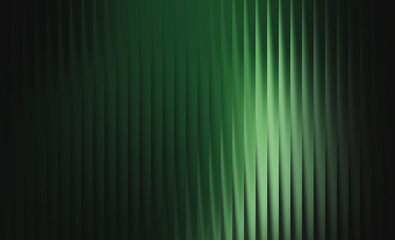 Obraz premium Abstract background featuring vertical ribbed lines in a deep green gradient, with subtle light reflections creating a sophisticated and modern aesthetic
