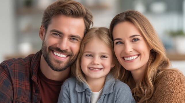 Happy smiling family with perfect white teeth 