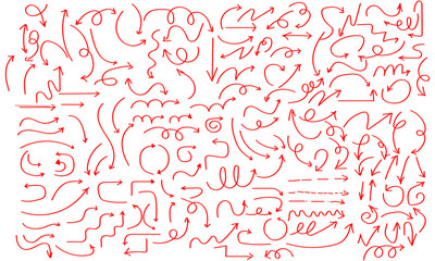 Doodle arrow collection for designs, infographics, presentations, and flowcharts, offering directions