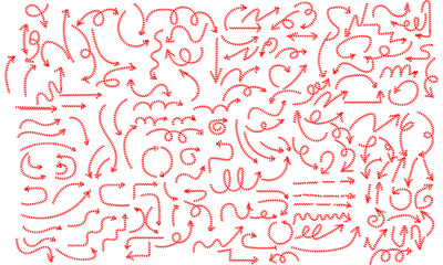 Dynamic red arrow collection pointing directions for creative projects and presentations use now