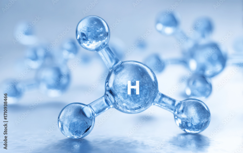 Poster close-up view of a molecular structure with hydrogen atom