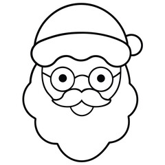 Santa Face Icon With Glasses And Big Beard