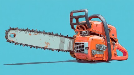 Naklejka premium Orange chainsaw illustration.
